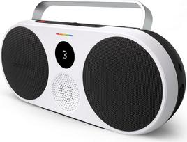 "Polaroid P3" muzikos grotuvas (juodas) - retro-futuristinis "Boombox" belaidis įkraunamas "Bluetooth" garsiakalbis su dvigubu stereofoniniu suporavimu