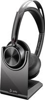 "Poly Voyager Focus 2 USB-C" ausinės su įkrovimo stotele ir USB-C/A adapteriu - "Bluetooth", ANC, "Acoustic Fence" technologija, iki 25 valandų pokalbio laiko, juodos spalvos