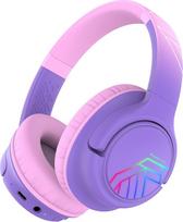 "PowerLocus Bobo" vaikiškos "Bluetooth" ausinės, ausinės per ausis su 74/85/94 dB garsumo riba, LED lemputėmis, belaidžiu ir "Aux" kabeliu, sulankstomos ausinės su mikrofonu mobiliajam telefonui, stalui ir kelionėms