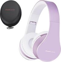 "PowerLocus" "Bluetooth" ausinės per ausis, belaidės "Bluetooth" ausinės, sulankstomos belaidės ausinės, ausinės, "Aux" palaikymas su mikrofonu, laisvų rankų funkcija "iPhone", "Android", kompiuteriui (baltos/violetinės spalvos)