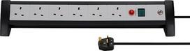 "Premium-Office-Line FB 5" ilgintuvas su saugiklių perjungikliu, 6 krypčių, 3 m, H05VV-F3G1.5 Black/Grey - SASO *GB*