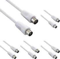 "PremiumCord TV Koaxial Antennen Kabel 1m, 75 Ohm, IEC Stecker auf Buchse, Abgeschirmt - für DVB-C, DVB-T/T2, 4K UHD 2160p, FULL HD 1080p 3D, Farbe weiß (Packung mit 5)