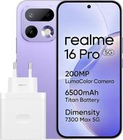 "realme 16 Pro" 5G išmanusis telefonas, 8+512GB, 200 MP "LumaColor AI" kamera, 6,78 colių 144 Hz AMOLED ekranas, 6500 mAh baterija, 45 W itin greitas įkrovimas, maksimalus ryškumas 7300, IP69, orchidėjų violetinės spalvos