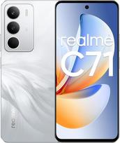 "realme C71" išmanusis telefonas 6+128GB, 5G, dvi SIM kortelės, 50 MP kamera, 6,67 colių 120 Hz ekranas, 6000 mAh didelė baterija, atsparumas kariniams smūgiams, NFC, baltos spalvos, be adapterio
