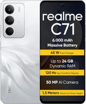 "realme C71" 6+128GB 6000 mAh baterija 45W greitas įkrovimas Išmanusis telefonas su 120Hz "Visual Comfort" ekranu - Baltas