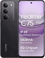 "realme C75" 5G išmanusis telefonas 8+256GB IP69 baterija su 5828mAh mikroschemų rinkiniu Dimensity 6300 5G itin aštri kamera su 50MP 120Hz "Eye Comfort" ekranu Juoda