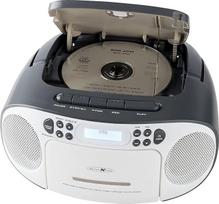 "Reflexion" RCR2260DAB/GR Nešiojamasis CD/MP3 kasetinis USB DAB+ stereo radijas (2 x 12 W maksimalios muzikos galios), 3,5 mm "Aux-In" jungtis ir 3,5 mm ausinių išvestis, skaitmeninis LCD ekranas, pilkos spalvos