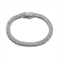 Mikro Deimantų Smaigalių Kubietiška Apyrankė Baltame Auksas 6mm Dovana Vyrams 18 cm