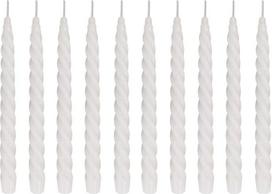 "Renaissance Taper Candles" susuktos baltos spalvos pakuotė, 10 vnt., dydis apie 22 x 250 mm, atskirai įpakuotos į foliją