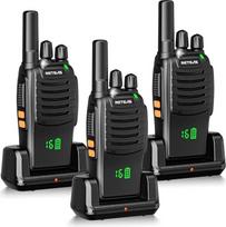 "Retevis H777H Walkie Talkie" 3 vnt., PMR radijo stotelė su ekranu, integruotu žibintuvėliu, C tipo VOX, tvirtas 8-10 valandų trukmės radijo stotelės rinkinys šeimoms, stovyklavimui (juoda, 3 vnt.)