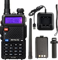 "Retevis RT 5R" radijo stotelė dviejų dažnių UHF/VHF 1400 mAh (juoda)