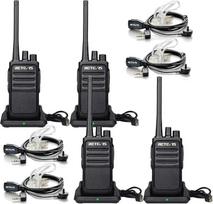 "Retevis RT617 Walkie Talkie", PMR radijo stotis su ausinėmis, nemokamos radijo stotys, didelis diapazonas, 16 kanalų, VOX, "Walkie Talkie" suaugusiems, policijai, statybvietėms (juoda, 4 vnt.)