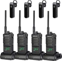 "Retevis RB689 Walkie Talkie" ilgo nuotolio radijo stotelė su belaidėmis ausinėmis, 2600 mAh, įkraunama per USB, žibintuvėlis, radijo stotelė, skirta rangovams (juoda, 4 vnt.)