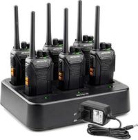 "Retevis RT27" profesionalios radijo stotelės, "Walkie Talkie PMR446", radijo stotelės su 6 kanalų įkrovikliu, 16 kanalų VOX, 6 radijo stotelių rinkinys statybvietėms, apsaugai, logistikai (6 vnt., juodos spalvos)
