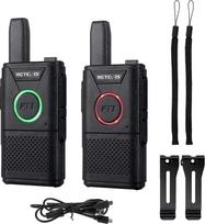"Retevis RT618" radijo mini skubios pagalbos "Walkie Talkie" be licencijos 16 kanalų VOX Dual PTT Ultra plonas PMR radijo ryšio rinkinys Įkraunamas USB įkrovimo laidas (1 pora, juodas)