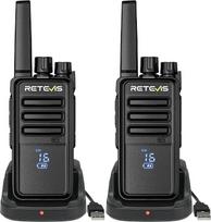 "Retevis RT668H Walkie Talkie", radijo stotelė su paslėptu ekranu, įkraunama C tipo 1200 mAh, VOX, blokuojanti triukšmą, tvirta, šeimyninė radijo stotelė, dovana (juoda, 2 vnt.)