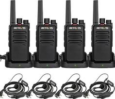 "Retevis RT668 Walkie Talkie", radijo stotelė su ausinėmis, VOX USB-C 1200mAh, 16CH, "Walkie Talkie" suaugusiems viešbučiams, mokykloms, apsaugai (juoda, 4 vnt.)