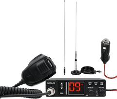 "Retevis" MB63A CB radijo stotelė su antena, AM/FM CB rankinė radijo stotelė, PA sistema, NB/ANL triukšmo filtras, 12V/24V, su šilumos išsklaidymu / cigarečių žiebtuvėliu, VOX, EMG CH9/19, sunkvežimių radijo stotelė (1 pakuotė, juoda)