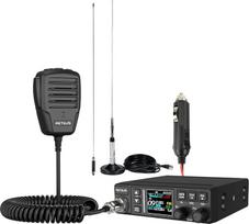 "Retevis" MB63B CB radijo stotelė su antena, AM/FM CB radijo stotelė, spalvotas LCD ekranas, NRC triukšmo mažinimas, CTCSS/DCS, VOX, 80 kanalų, EMG CH9/19 CB radijo stotelė visureigių komandai (1 vnt., juoda)