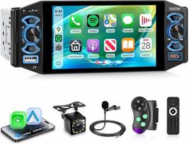 "Rimoody" automobilinis radijas 1 DIN su belaidžiu "Carplay" ir "Android" "Bluetooth" 5.2 FM/AM/RDS, 5 colių IPS jutiklinio ekrano radijas su "iOS" / "Android Mirror Link" EQ / USB / C tipo / DVR vairo valdymas