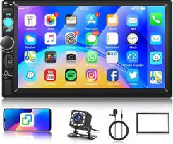 "Rimoody" Double DIN automobilinis radijas su "Bluetooth", 7 colių jutiklinis ekranas, 2 DIN automobilinė stereofonija Mirror Link USB SD EQ FM radijas su atsarginės kameros vairo valdymu