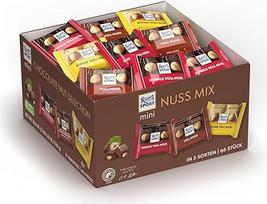 "Ritter Sport Mini Full Nut Mix", baltasis, tamsusis ir pieno šokoladas, šokoladas su lazdyno riešutais, puikiai tinka užkandžiauti ir mėgautis, 1,1 kg (66 vnt.)