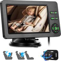 "Rimoody" kūdikių automobilinė kamera galinei sėdynei ir atbulinės eigos kameros rinkinys, 4,3 colių IPS kūdikių veidrodėlio galinio vaizdo monitorius, "Bluetooth" laisvų rankų įrangos rinkinys ir "Bluetooth" muzika, IR naktinis matymas, septynių spalvų ž