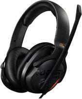 "Roccat Khan AIMO 7.1 Surround" žaidimų ausinės, "Hi-Res Sound" garsas, USB, AIMO LED apšvietimas, keičiamo realaus balso mikrofonas - juodos spalvos