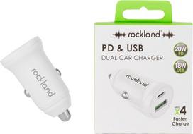 "Rockland Dual PD" USB automobilinis įkroviklis, greito įkrovimo automobilinis adapteris su energijos tiekimo funkcija, universalus telefono ir planšetinio kompiuterio įkroviklis, skirtas "iPhone Android" ir "Samsung