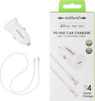 "Rockland" 20 W PD greitasis įkroviklis su USB C ir "Lightning" kabeliu, MFI saugus "iPhone iPad" automobilinis adapteris, "Apple Power Delivery" automobilinis įkroviklis