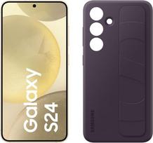 "Samsung Galaxy S24 AI" išmanusis telefonas, 8GB RAM, 256GB atminties, gintarinės geltonos spalvos, 3 metų gamintojo garantija + "Standing Grip" dėklas tamsiai violetinės spalvos