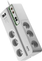 "Schneider Electric" APC maitinimo viršįtampių apsauga balta balta balta 6 prizmės