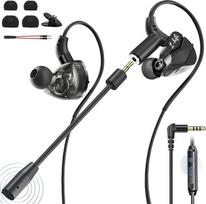 "ShinePick In-Ear Gaming Headset" ausinės su 3,5 mm kabeliu, nuimamu mikrofonu, laidinės ausinės išmaniesiems telefonams, MP3/MP4 grotuvams, kompiuteriams, nešiojamiesiems kompiuteriams, planšetiniams kompiuteriams (juodos spalvos)