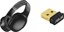 "Skullcandy Crusher Evo" belaidės ausinės per ausis su sensoriniais bosais, 40 valandų veikiančia baterija ir ASUS USB-BT500 "Bluetooth 5.0" USB Dongle adapteriu