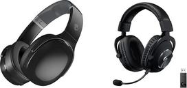 "Skullcandy Crusher Evo" belaidės ausinės per ausis su sensoriniais bosais, 40 valandų veikianti baterija ir "Logitech G PRO X Lightspeed" belaidės žaidimų ausinės su "Blue VO!CE" mikrofono filtro technologija