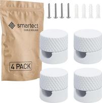 "smartect" aliuminio smeigtukai sienoms ir luboms, skirti tekstiliniam kabeliui [4 vnt., su grioveliais, balti] Lubų tvirtinimas su varžtais ir kaiščiais, beždžionių sūpynės, ant paviršiaus montuojamas kabelio laikiklis, skirtas "pasidaryk pats" projektui