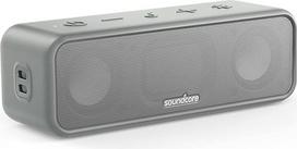 "Soundcore 3" "Bluetooth" garsiakalbis, stereofoninis garsas, titano membraninis garso garsiakalbis, "PartyCast", "BassUp", 24 val. baterija, IPX7 apsauga nuo vandens, individualus ekvalaizeris, skirtas namams, lauke, sode (pilkos spalvos)