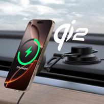 "Spigen OneTap Pro 4 Qi2 15W MagSafe" automobilinis laikiklis su įkrovimo funkcija Qi2 Certified ir prietaisų skydelio įkroviklis, greitasis įkroviklis, automobilinis mobiliojo telefono laikiklis, skirtas "iPhone 17/16/15/14/14/13/12 Pro Max Air Plus Mini