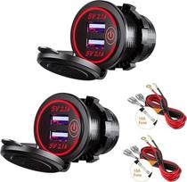 "Thlevel" automobilinis USB įkroviklis 5 V 4,2 A greitasis įkrovimas su LED ekranu, atsparus vandeniui ir dulkėms, skirtas nuo 12 V iki 24 V transporto priemonėms Valtis, motociklas, visureigis, autobusas, sunkvežimis, karavanas, jūrinis automobilis, raud