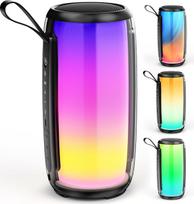 "Tisco" "Bluetooth" garsiakalbis nešiojamasis su LED šviesa - vandeniui atspari muzikinė dėžutė "Bluetooth 5.3", garsus HD stereofoninis garsas, bosų stiprinimas, TF kortelės / USB / AUX palaikymas, tinka lauko / vakarėlio / kelionės reikmėms