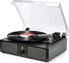 "Udreamer" vinilinių plokštelių grotuvas, patefonas su įmontuotais garsiakalbiais ir "Bluetooth" diržine pavara, senovinis fonografas su 3 greičiais muzikai mėgautis ir namams dekoruoti, medinis, juodas