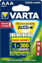 "Varta" 4 x AAA įkraunamos baterijos 1,2 V NiMH 1000 mAh