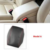 For VW Touran 2006 2007 2008 2009 2010 2011 2012 Car Center Control Armrest Box Cover Microfiber Leather Decorative Accessories A Black-red line gray