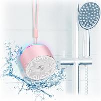 "XLeader" dušo garsiakalbis, rožinės spalvos mini "Bluetooth" garsiakalbis, atsparus vandeniui IPX7, 5 W skaidrus garsas ir sodrūs bosai, 12 val. veikimo laikas, su RGB žibintais, siurbimo maišeliu, silikoniniu dirželiu, skirtas vonios kambariui, biurui,