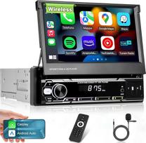 1 DIN automobilinis radijas su ekranu, palaikantis belaidį "Carplay" ir "Android Car" - 7 colių HD atverčiamas jutiklinis ekranas su GPS Mirror Link SWC FM/AM/RDS AUX USB U diskas + mikrofonas