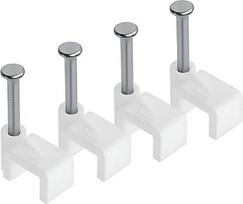 100+ pakuočių 6 mm plokščių kabelių spaustukų, skirtų naudoti lauke ir patalpose, kabelių valdymo vinių spaustukai (balti, 6 mm)