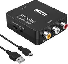 1080P RCA Composite CVBS AV į HDMI vaizdo ir garso keitiklis, skirtas PS2 Wii Wii Xbox SNES N64 VHS VCR fotoaparatui DVD, palaiko PAL/NTSC su USB maitinimo kabeliu