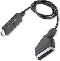 1080P SCART į HDMI keitiklio adapteris, SCART į HDMI adapterio kabelis, skirtas garso ir vaizdo įrašams VHS VCR, DVD įrašymo įrenginiams, 1080P 720P HD kabelis, Micro USB, DC5V maitinimo šaltinis