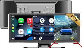 11,26 colių nešiojamas automobilinis radijas - belaidis "CarPlay", "Android Car", "AirPlay", "Android Cast" su galinio vaizdo kamera, IPS jutiklinis ekranas, GPS navigacija, "Bluetooth", USB, AUX, įmontuotas garsiakalbis