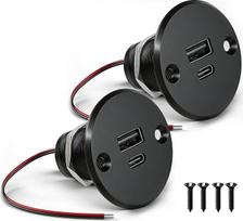 12 V USB kištukinis lizdas priekabai QC 3.0 ir PD 3.0, aliumininis jachtos USB integruotas lizdas 24 V priekabai, priekabai, furgonui, sunkvežimiui, valčiai, automobiliui (2 vnt.)